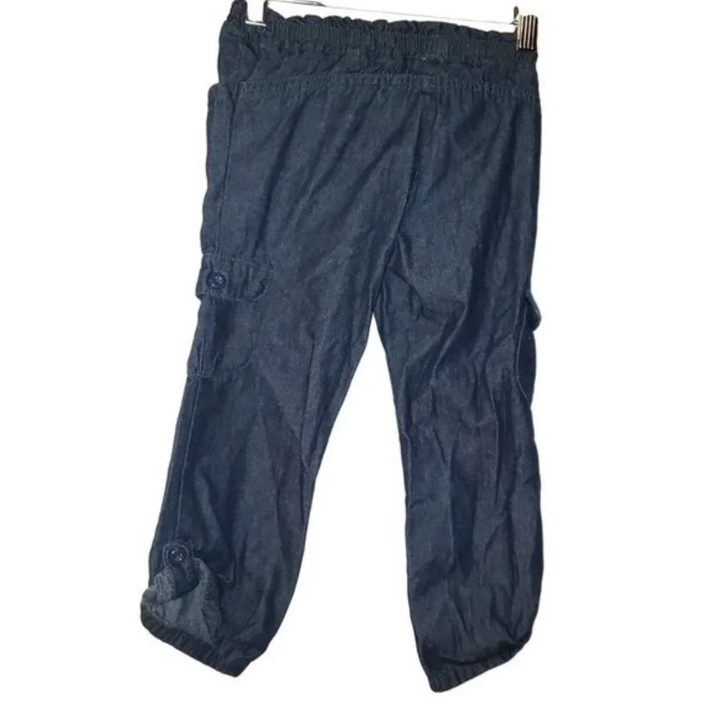 Gymboree Girls 5T Roll Cuff Cargo Chambray‎ Pant Bl